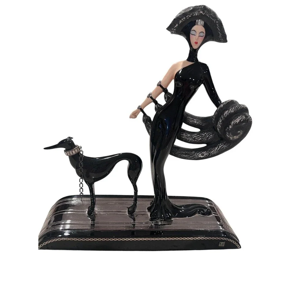 Vintage Franklin Mint House of Erte Porcelain Figure Statue Symphony In Black